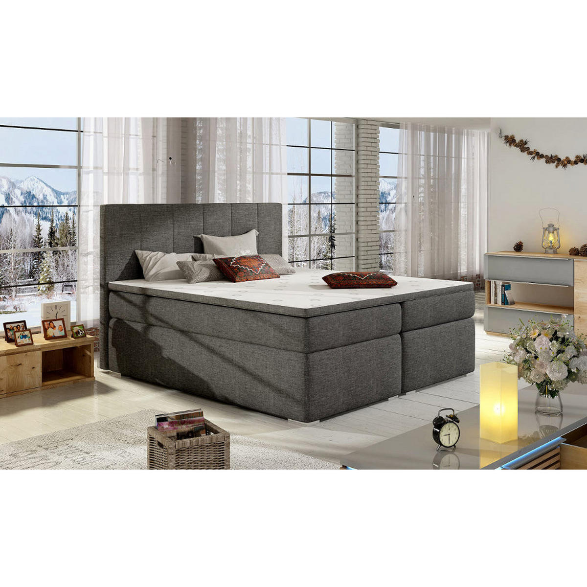BOXBETT Bolero Bonellfederkern inkl - Grau, Holz/Holzwerkstoff (140/200cm) - Best For Home