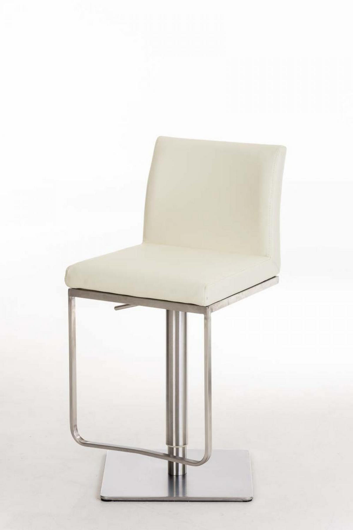 BARHOCKER 2er Set Lederlook Creme - Edelstahlfarben/Creme, Textil/Metall (42/86/44cm) - CLP