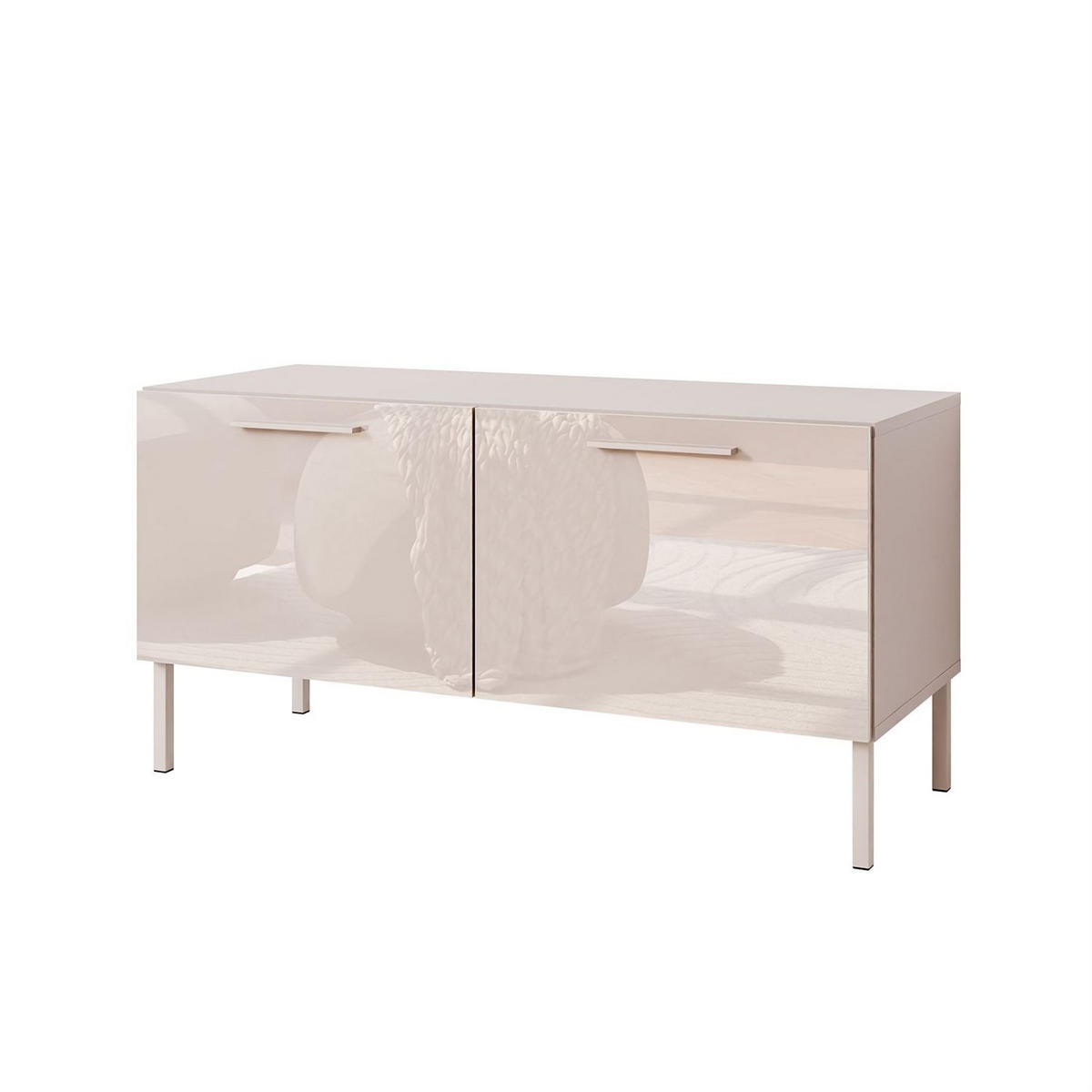 TV-ELEMENT AURA 100 KASCHMIR Hochglanz auf geraden kaschmirfarbenen Beinen - Kaschmir, Holzwerkstoff (100/51/40cm) - Lookway