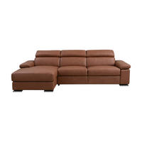 ECKSOFA Plutone Echtleder Cognacbraun - Cognac, Leder/Metall (286/165cm)