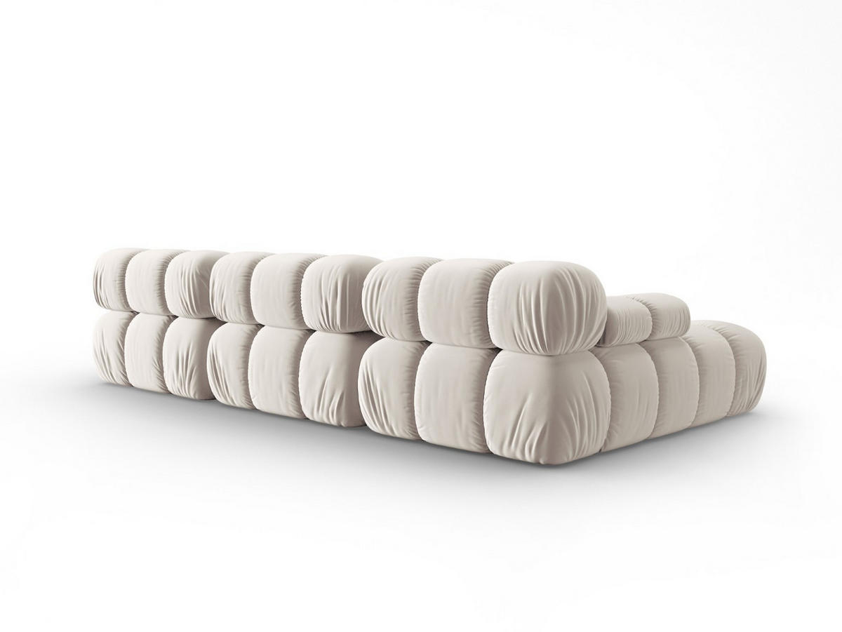 MODULARES-ECKSOFA links Bellis aus Samt leichtes beige 4 Sitzplätze - Creme, Textil (122/285cm) - Micadoni