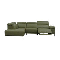 ECKSOFA Linus Echtleder mit 1 x Relaxfunktion Olivgrün - Olivgrün, Leder/Metall (220/262cm)