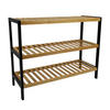 SCHUHREGAL Bambus Schwarz Naturfarben 3 Ablahen 70/26/55 cm - Hellbraun/Schwarz, Holz (70/55/26cm) - Begryf