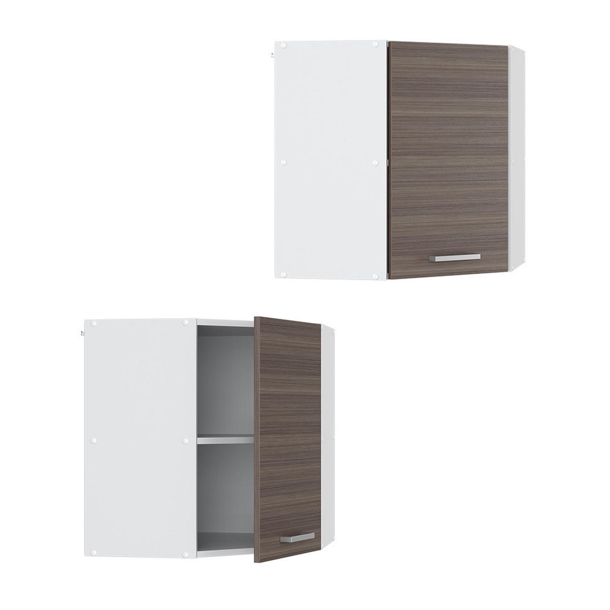 ECKHÄNGESCHRANK R-Line Grau 57 cm - Weiß/Braun, Holzwerkstoff (57/60/34.1cm) - Vicco