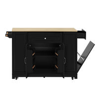 KÜCHENINSEL mit ausziehbarer Arbeitsplatte, Rollen, Black/Natural - Schwarz, Holz (40/93.3/131.8cm) - Beauniv