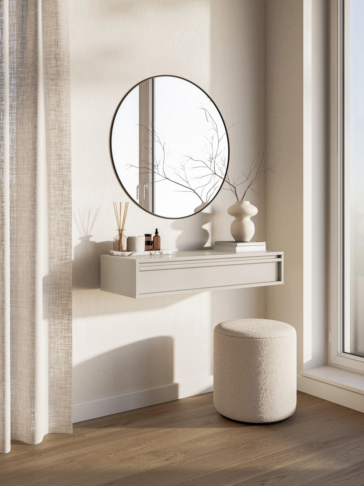 KONSOLENTISCH Evo Graubeige 90 cm - Taupe/Greige, Holzwerkstoff (34/90/17cm) - Selsey