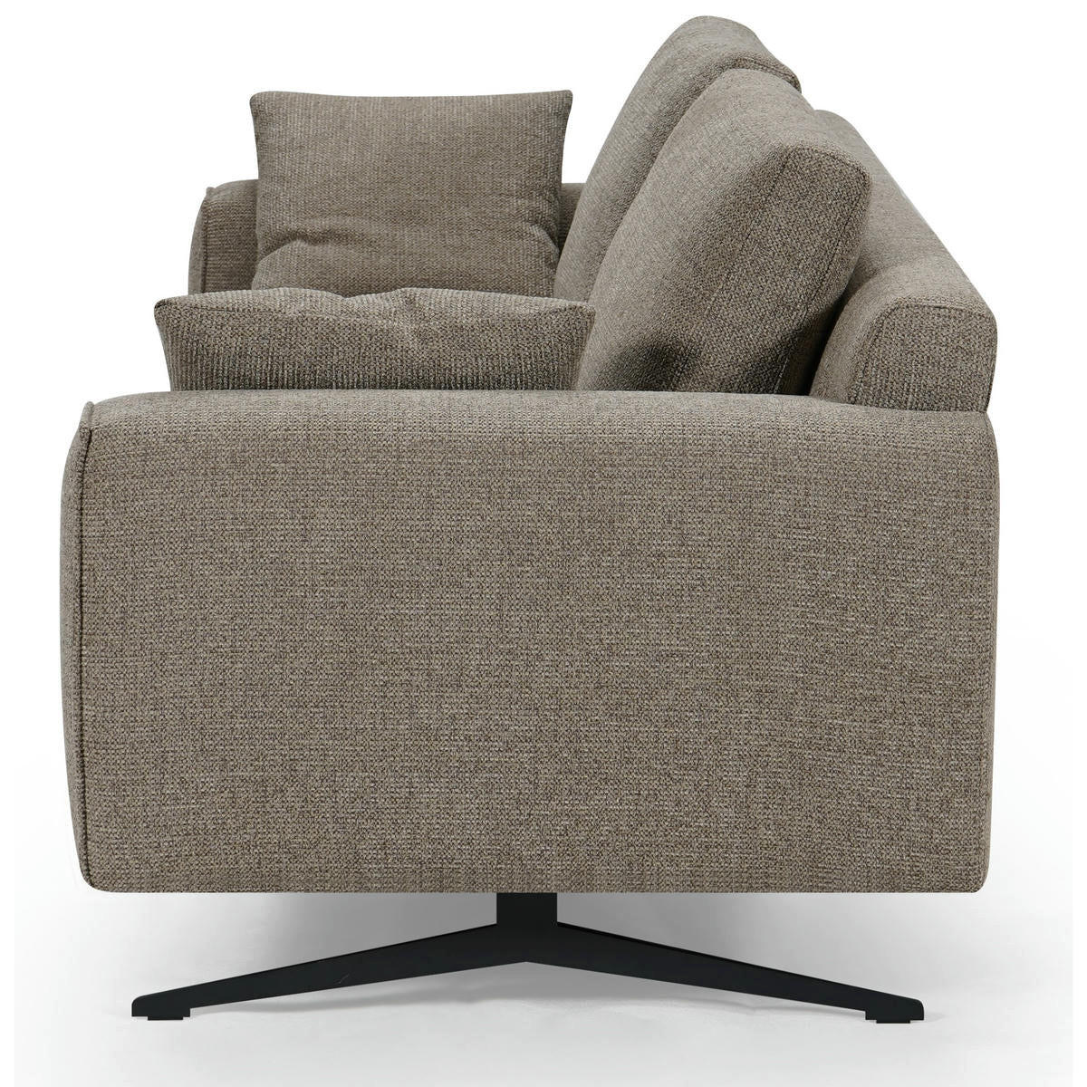 DREISITZER-SOFA Webstoff Braun - Schwarz/Braun, Textil/Metall (217/84/92cm) - Furnhouse