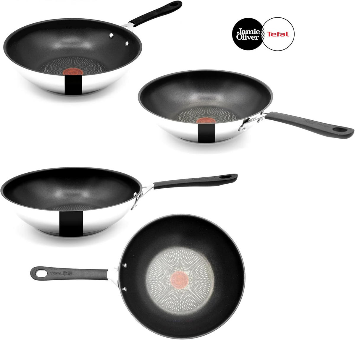 PFANNENSET Jamie Oliver Silber 3-Teilig - Silberfarben, Keramik/Metall - Tefal
