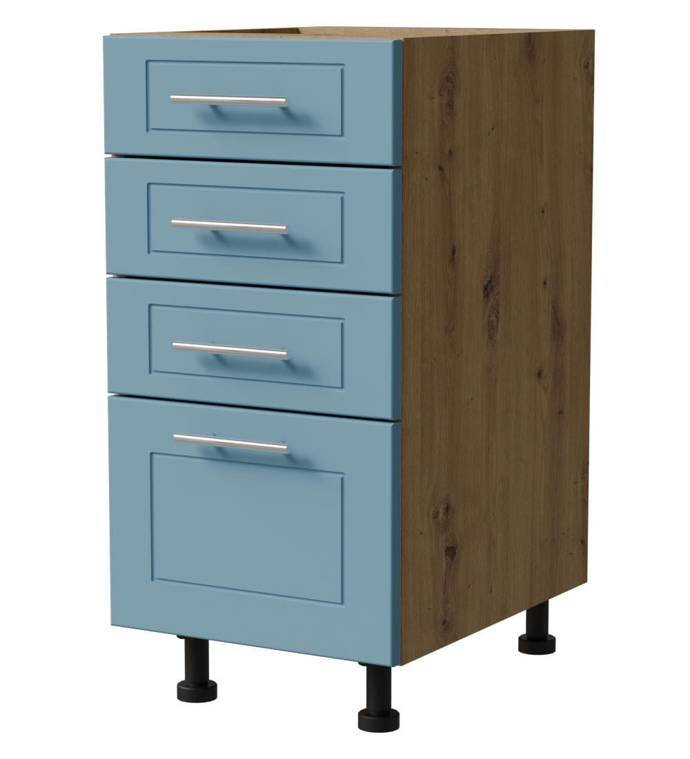 SCHUBLADENUNTERSCHRANK Bari D4/40 Eiche Artisan / RAL 5024 pastellblau 40 / 50 / 82cm Blum Teilauszug - Blau/Eiche Artisan, Holz/Holzwerkstoff (40/82/50cm) - Feldmann-Wohnen