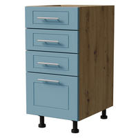 SCHUBLADENUNTERSCHRANK Bari D4/40 Eiche Artisan / RAL 5024 pastellblau 40 / 50 / 82cm Blum Teilauszug - Blau/Eiche Artisan, Holz/Holzwerkstoff (40/82/50cm) - Feldmann-Wohnen
