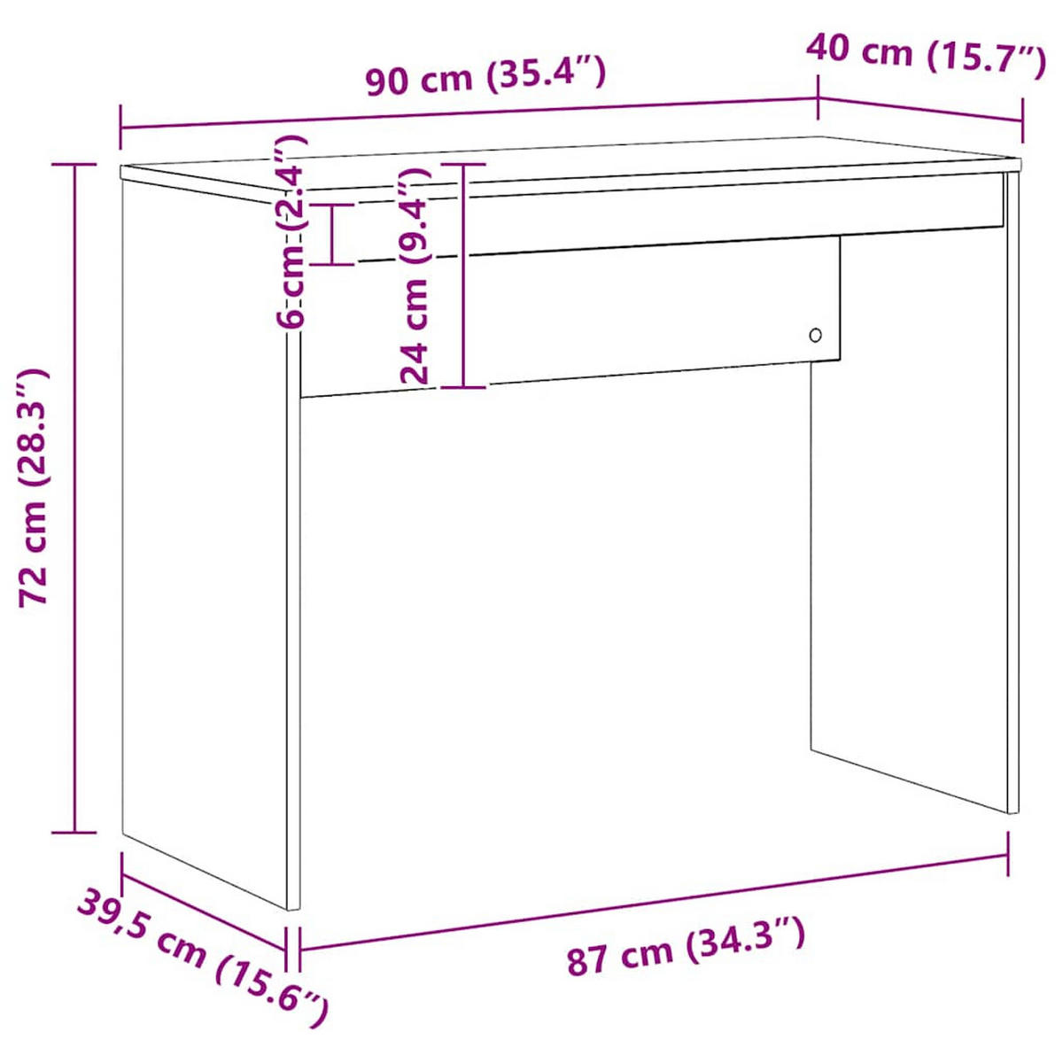 SCHREIBTISCH 90/40/72 cm aus Holzwerkstoff Artisan-Eiche Dekor - Eiche Artisan, Holz (40/90/72cm) - vidaXL