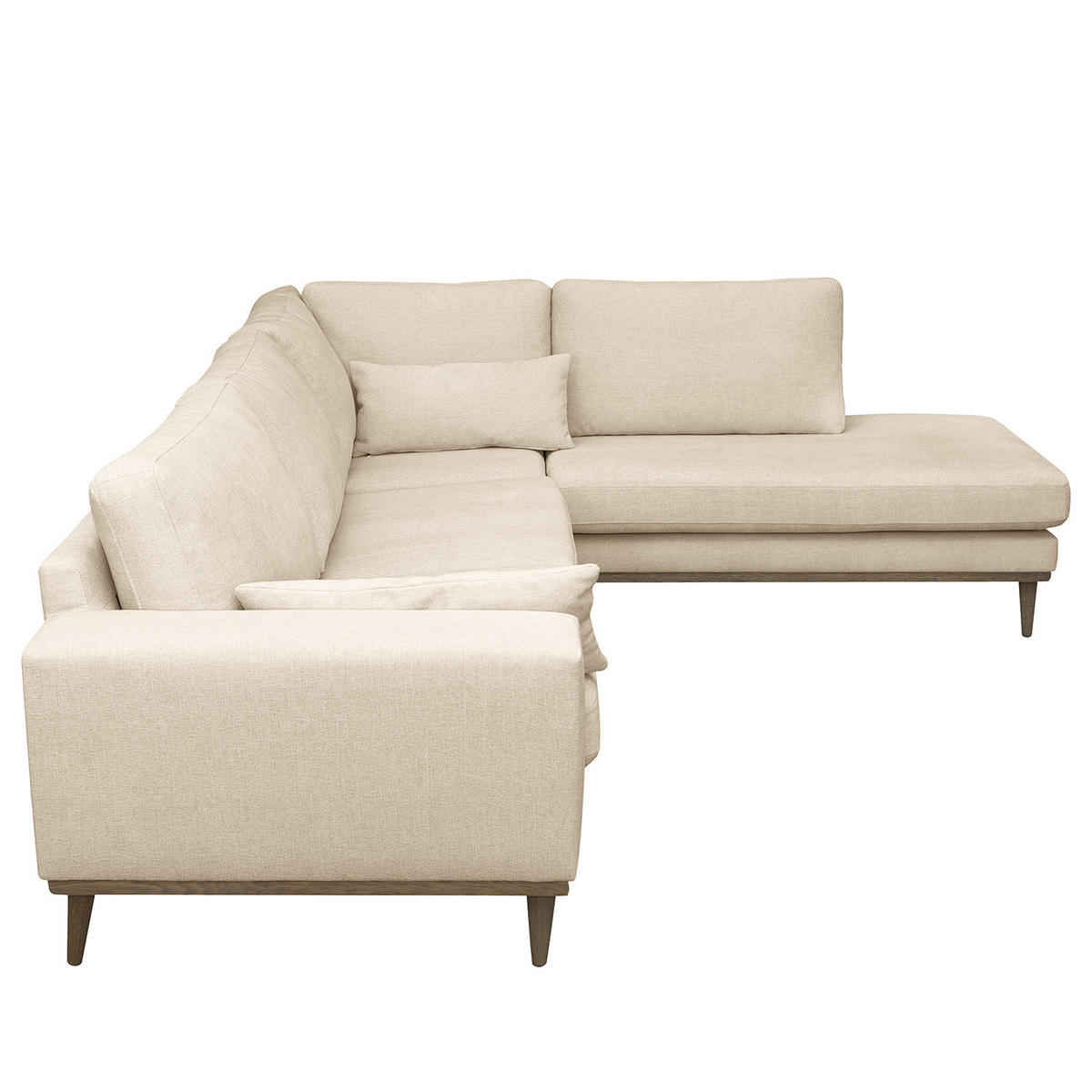 ECKSOFA mit Ottomane - Eichefarben/Creme, Eichenholz/Textil (287/219cm) - home24