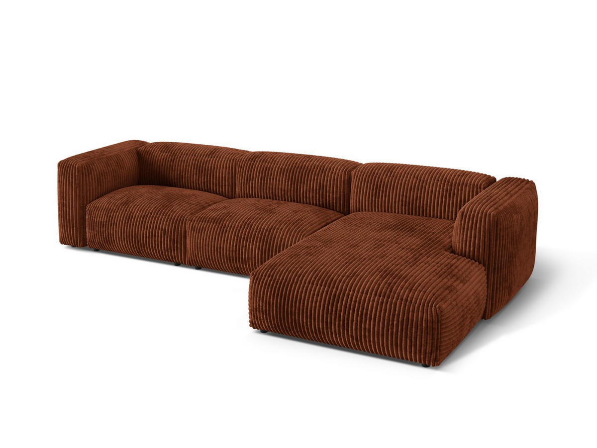 ECKSOFA modular rechts Martina aus Cord ziegelrot 3 Sitzplätze - Orange, Textil (176/332cm) - Micadoni