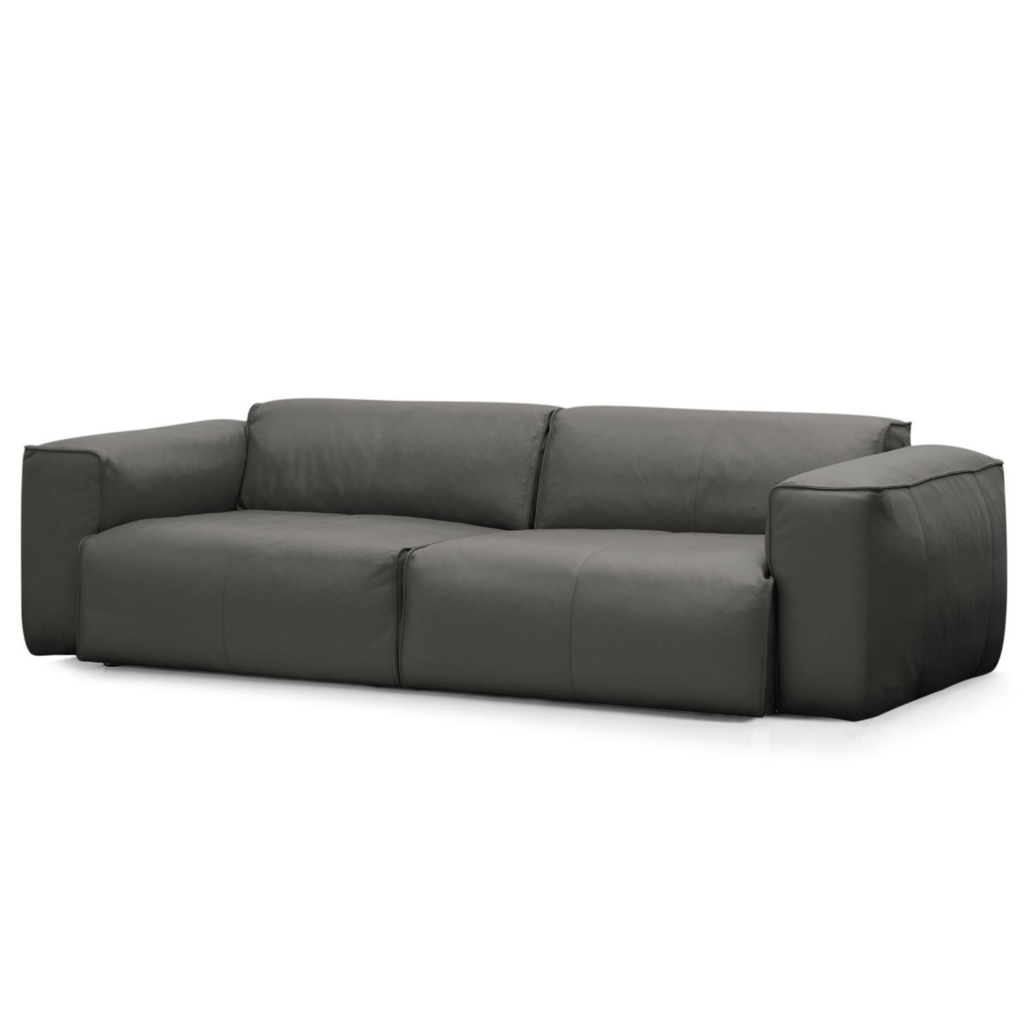 3-SITZER SOFA - Schwarz/Grau, Leder/Kunststoff (251/71/102cm) - home24