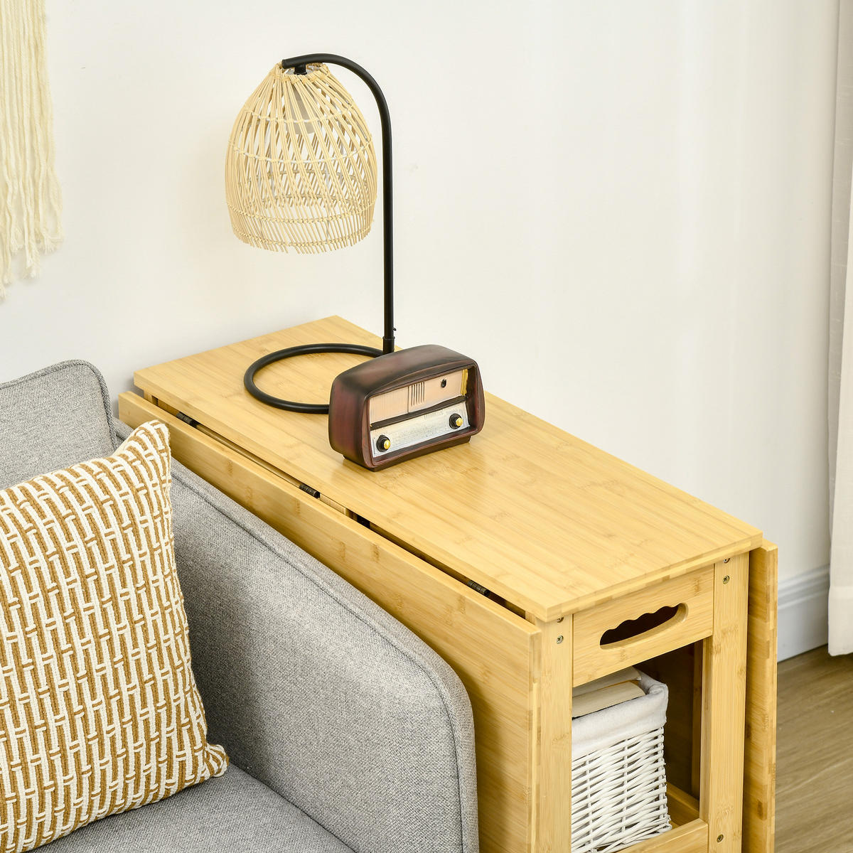 KLAPPTISCH 149,5/80/73,5 cm, seitlich ausklappbar mit Ablagefächern - Braun, Holz (149.5/80/73.5cm) - BEAOK