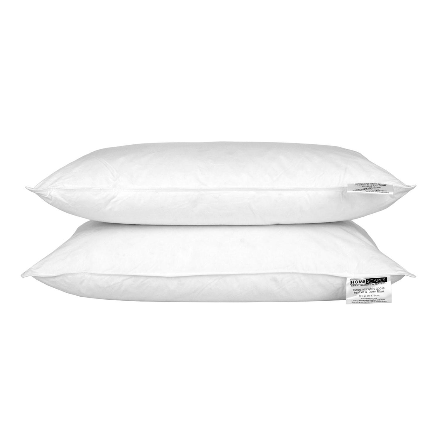 KOPFKISSEN 2er-Set Federn & Daunen 48/74 cm - Weiß, Textil (48/74cm) - Homescapes