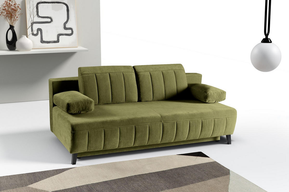 SCHLAFSOFA Aruna, Hellgrün - Hellgrün, Textil/Metall (200/90/98cm) - Bettso
