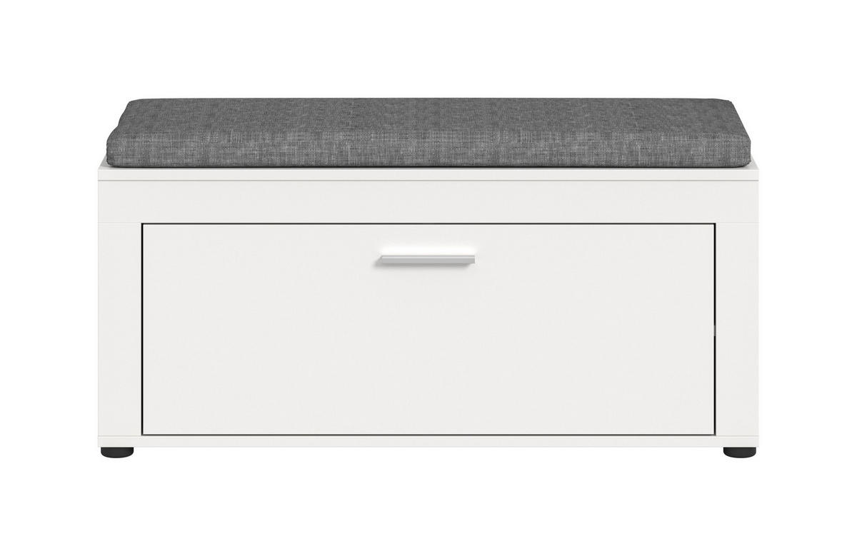 SITZBANK inkl. Sitzkissen Milo (B/H/T: ca. 100/44/35 cm) in weiß/weiß - Weiß, Holzwerkstoff (100/44/35cm)