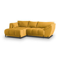 ECKSOFA VESTANO L-S Gelb Velours-Stoff mit Schlaffunktion - Gelb, Holz (287/182cm) - MASSENO