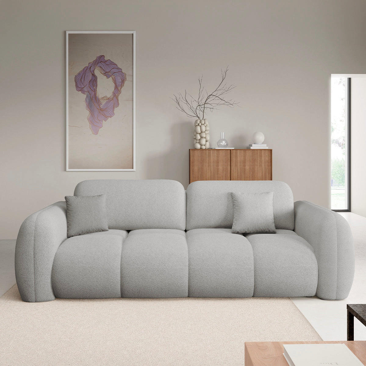 SOFA Livio 3 Sitzplätze Hellgrau - Grau, Holz (270/95/121cm) - Petits-meubles