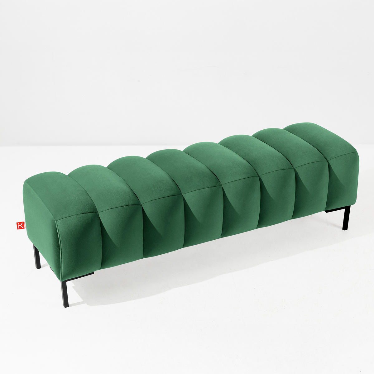 POLSTERBANK Bettbank PECCO, Metallbeinen - Dunkelgrün/Schwarz, Holz/Textil (160/50/50cm) - KONSIMO®