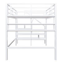 HOCHBETT mit Stauraum und Geländer Weiß 140x200 cm Metall - Weiß, Metall (140/200cm) - SONNENH