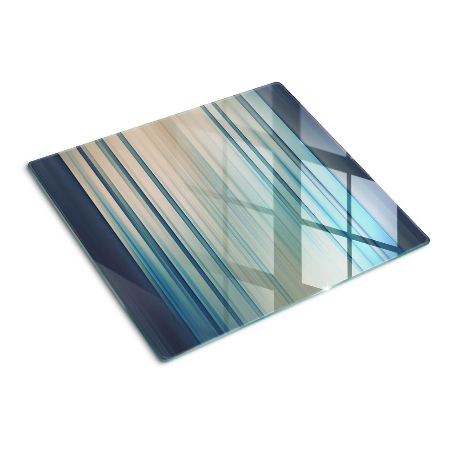GLASPLATTE 60x52 cm Blaue Streifen - Blau, Glas (60/0.4/52cm) - TULUP