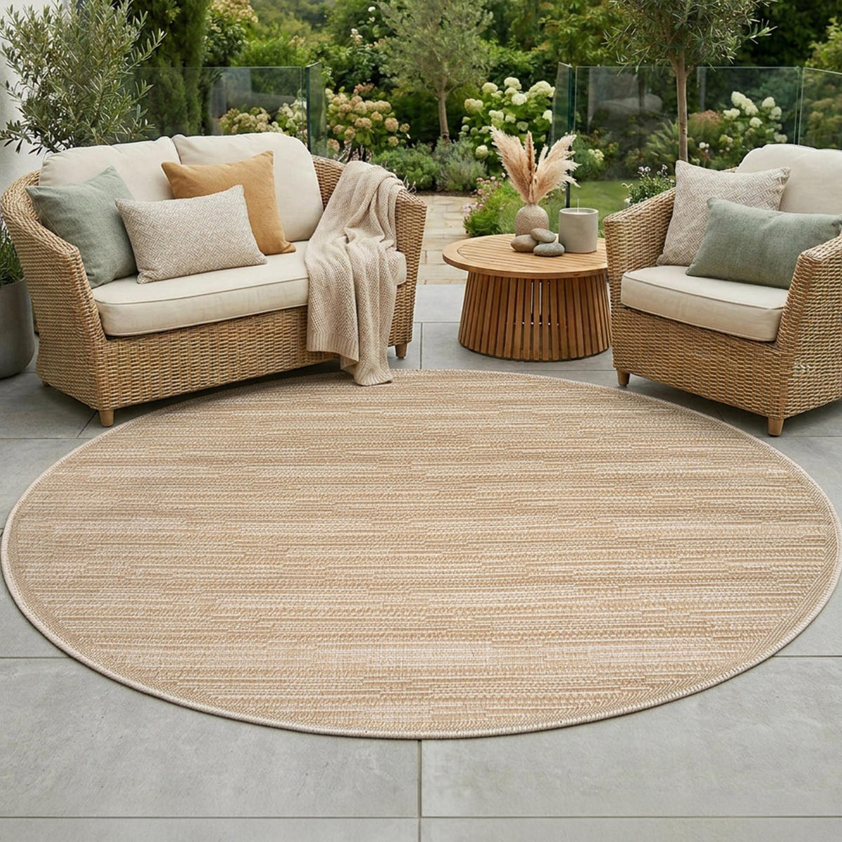 OUTDOOR-TEPPICH 789 Braun Wetterfest 120 cm Rund - Braun, Textil (120/120cm) - carpet city