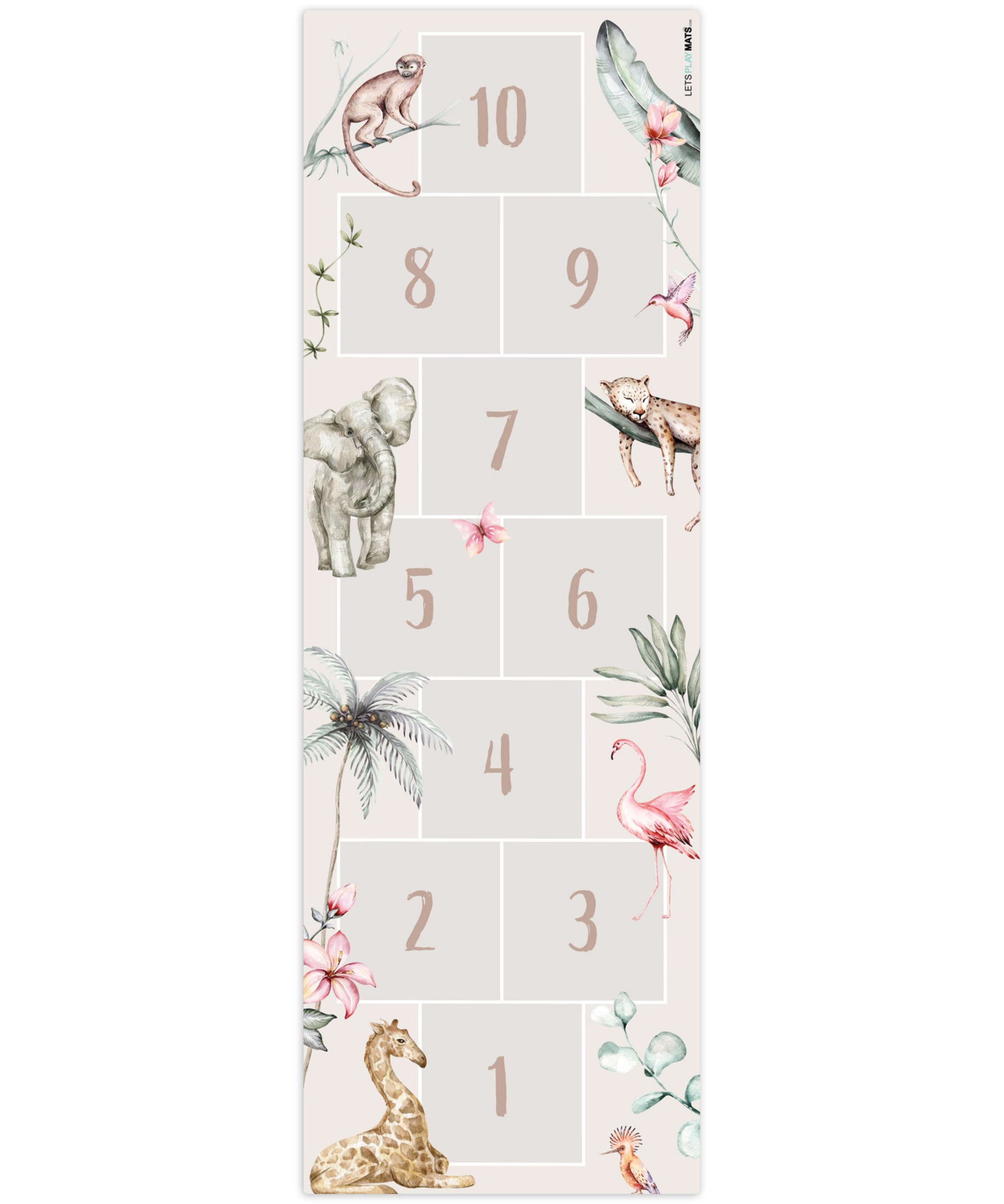 KINDERTEPPICH Hüpf - Tiere - Safari - Aquarell - Kinder 90x270 cm - Multicolor, Kunststoff (90/270cm) - MuchoWow