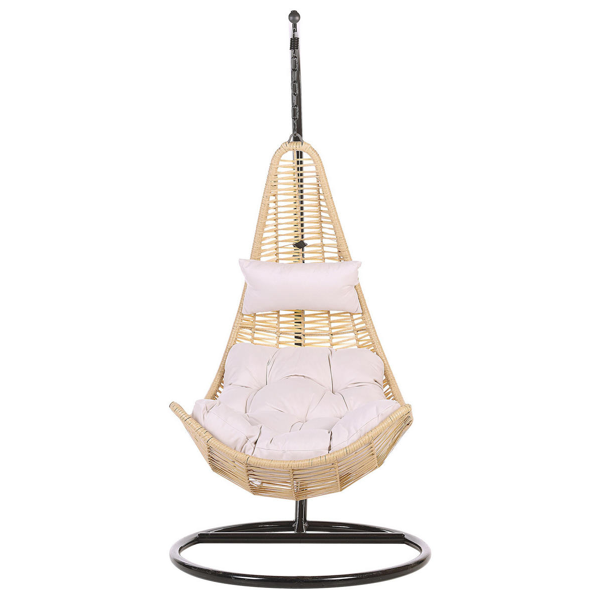 HÄNGESESSEL mit Gestell PE Rattan natürlich 95 cm Atri II - Beige, Kunststoff (95/200/95cm) - Beliani