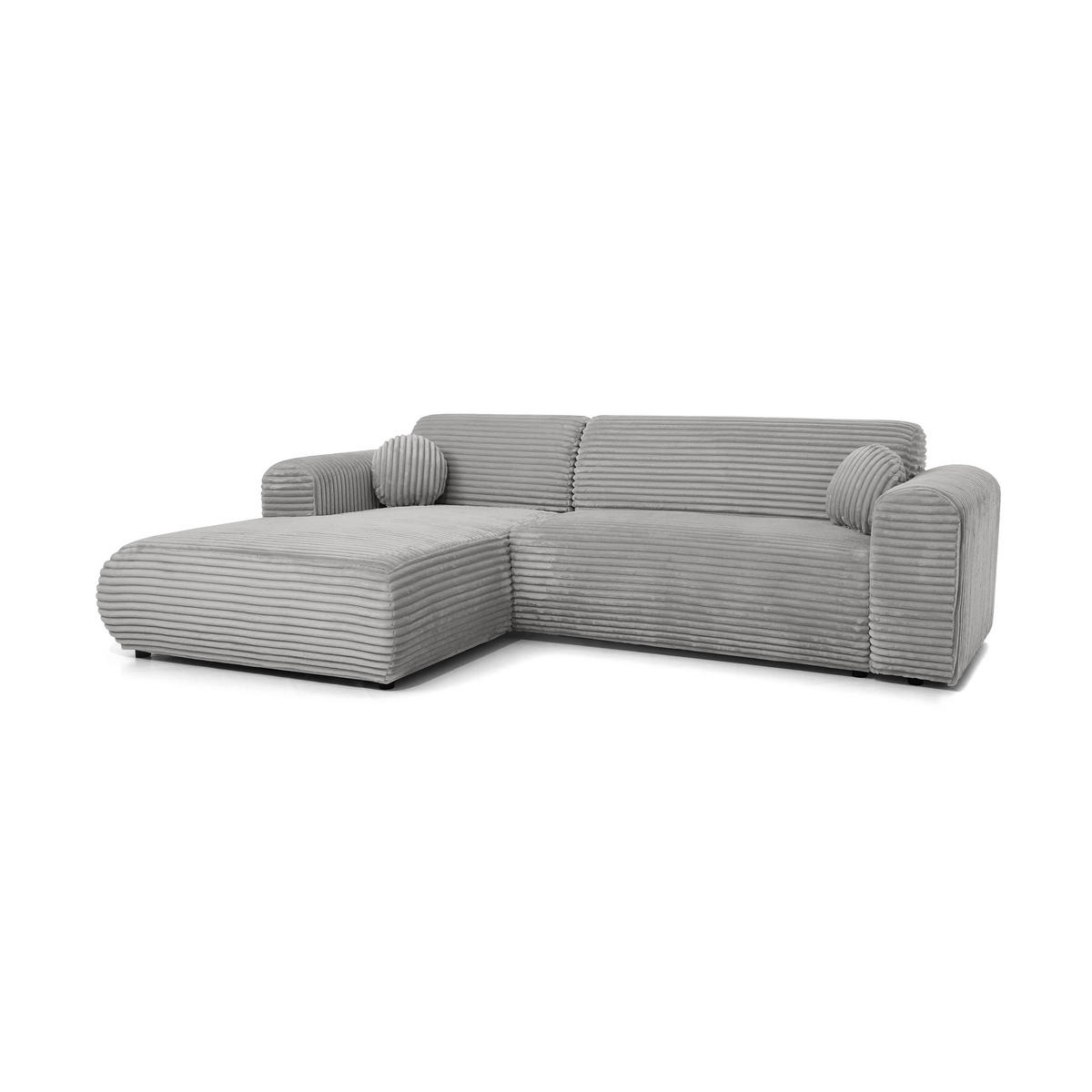 ECKSOFA Puerto, ohne Schlaffunktion, Hellgrau, links - Hellgrau/Schwarz, Textil (269/170cm) - Beautysofa