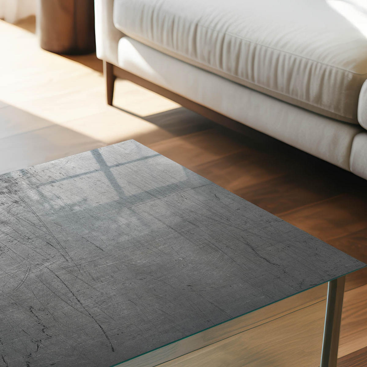 TISCHPLATTE 50x50 cm – Industrielle Textur - Schwarz, Glas (50/50/0.4cm) - Wallfluent