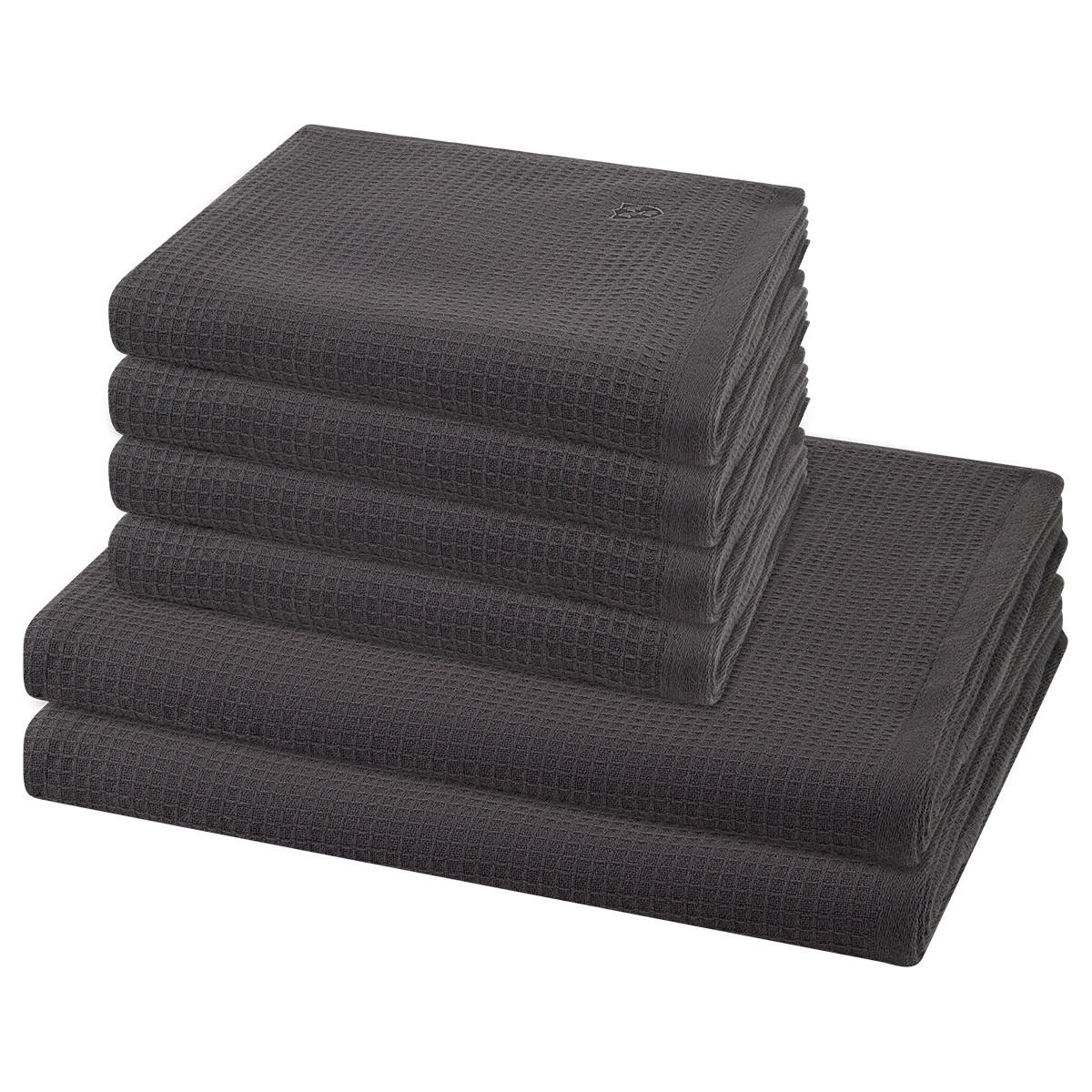 FROTTIERSET Pique 6-teilig - Dunkelgrau, Textil (50/100cm) - Ross