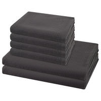 FROTTIERSET Pique 6-teilig - Dunkelgrau, Textil (50/100cm) - Ross