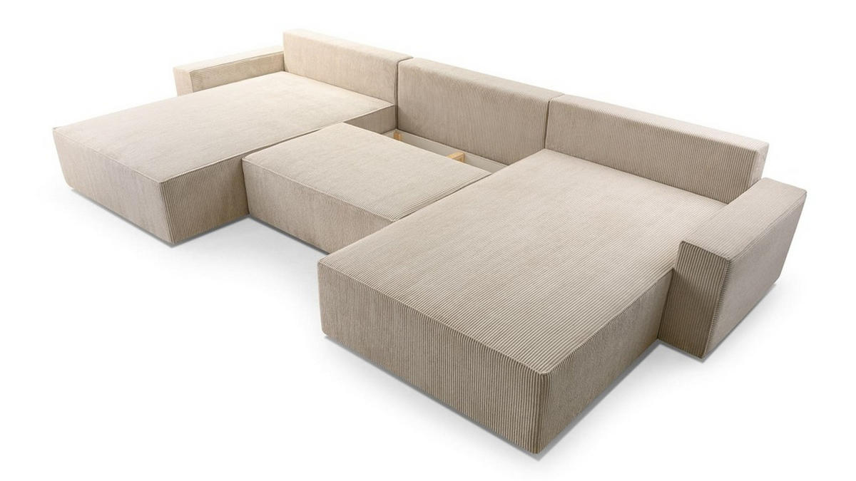 WOHNLANDSCHAFT - Denver U - Oliv - Olivgrün, Holz (410/85/200cm) - Möblo