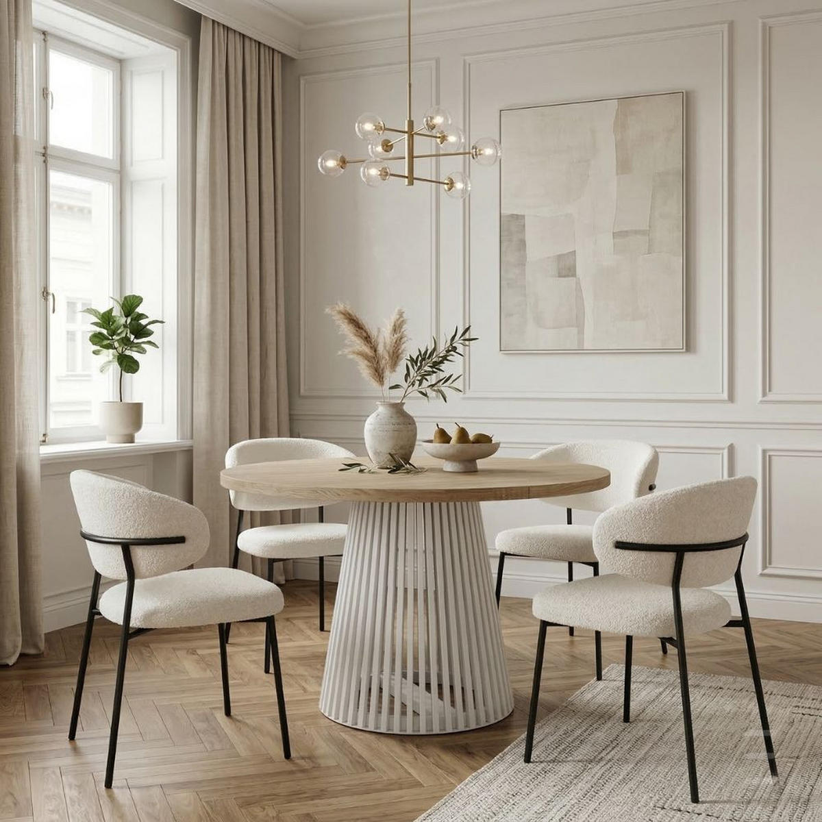 ESSTISCH runder ausziehbarer Tisch für Esszimmer DOVER 110 / 210 cm, Farbe: Eiche Sonoma / Weiß - Weiß/Sonoma Eiche, Holz (210/110/77cm) - Dekori_Interiors