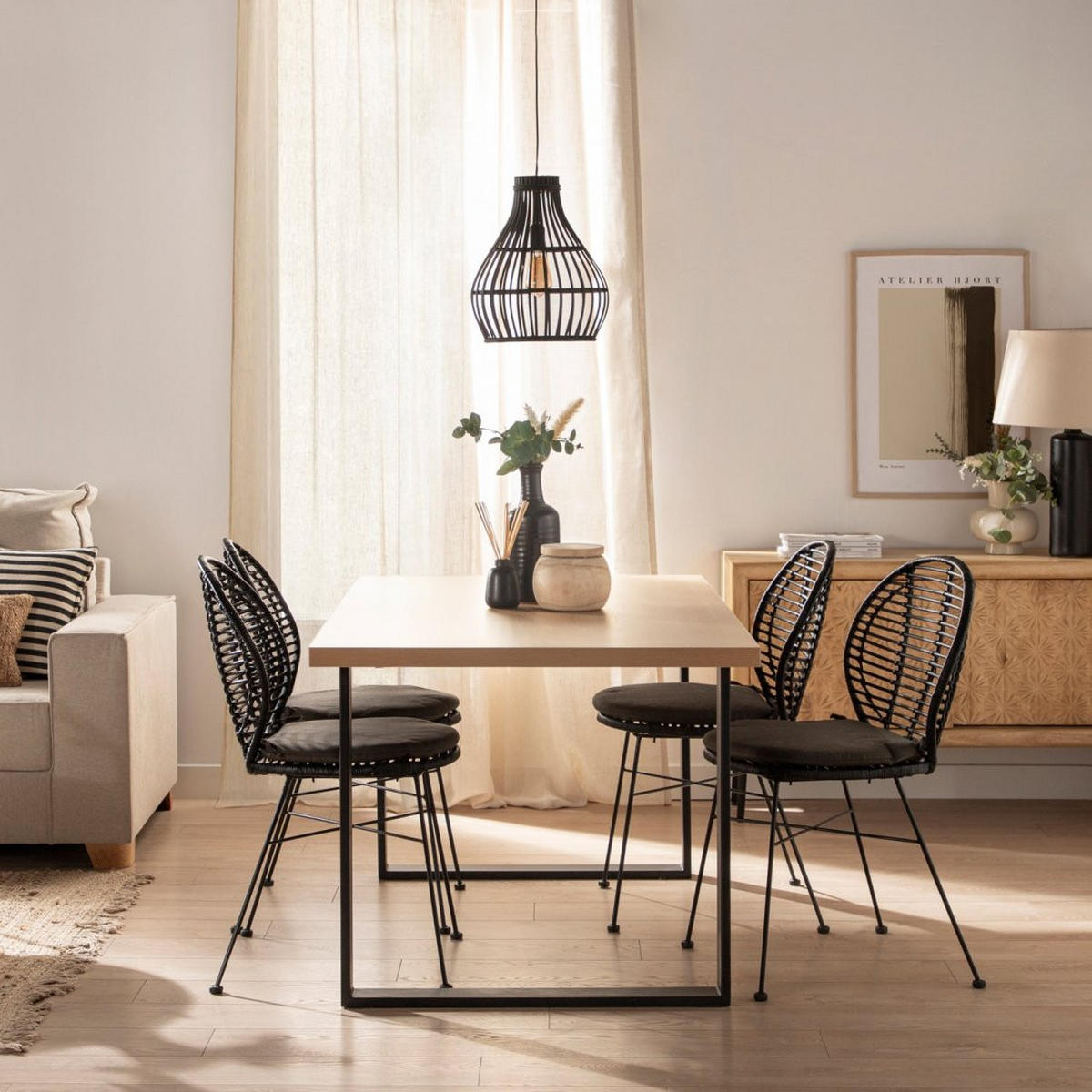 STUHL FÜR DRAUSSEN Kala Schwarz 51 cm x 89 cm - Schwarz, Naturmaterialien (51/89/58cm) - Klast Home