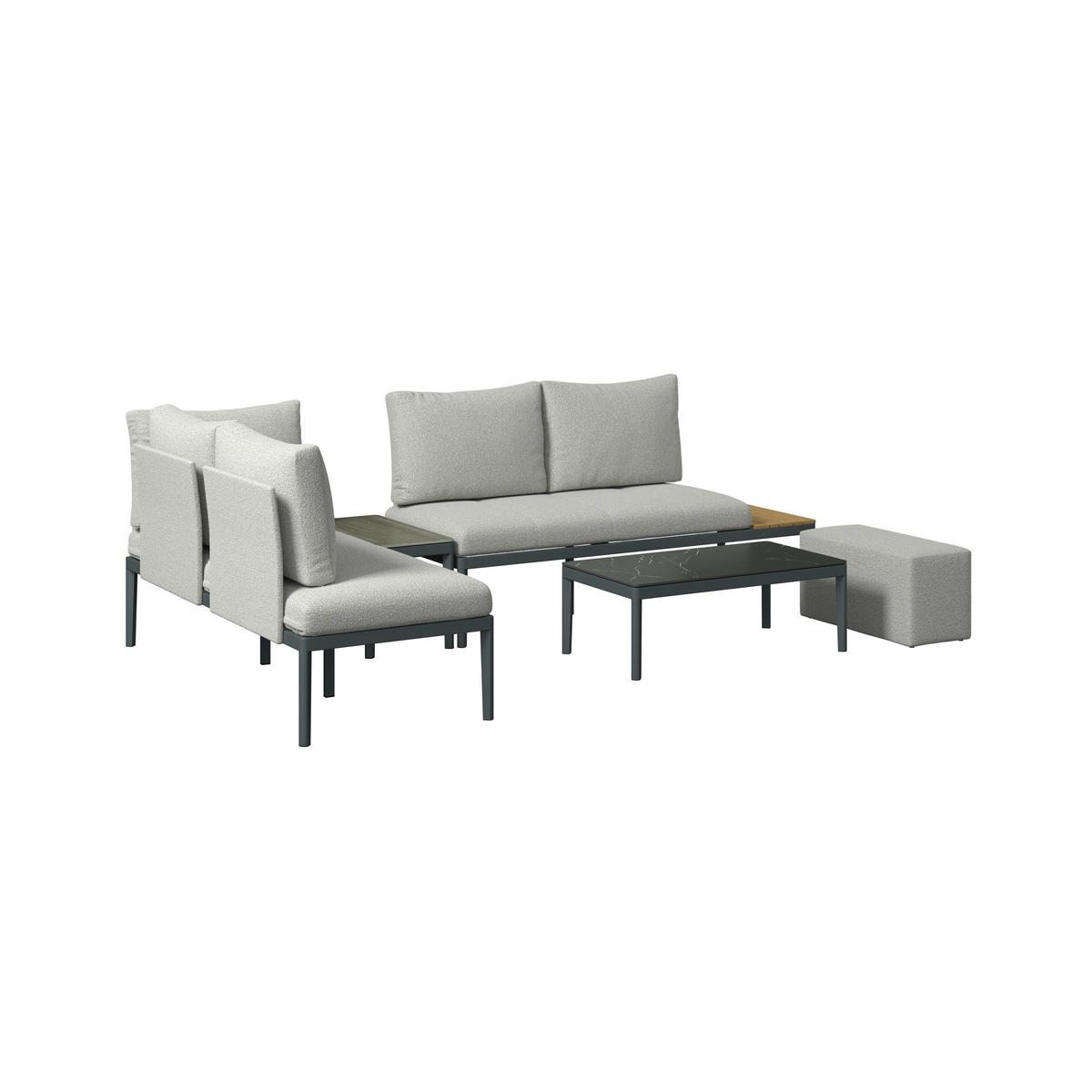 LOUNGEGARNITUR Emilia Anthrazit/Natur/Dunkelgr/Beige - Beige, Metall - Mömax
