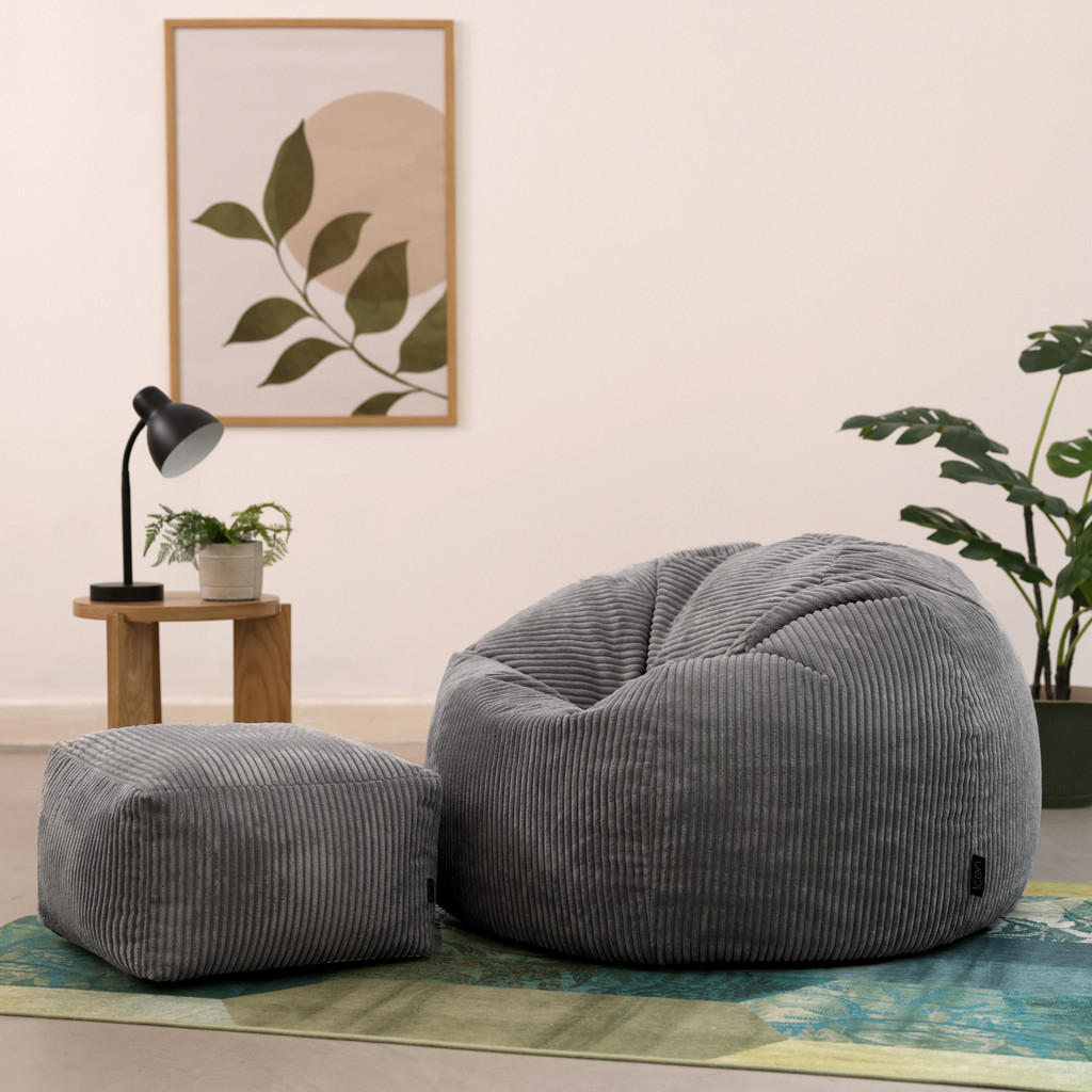 Thumbnail - icon Sitzsack, Grau, Kunststoff, 240 L, 1-Sitzer, Rund, 85x50x85 cm, Hergestellt in Deutschland, Oeko-Tex® Standard 100,...