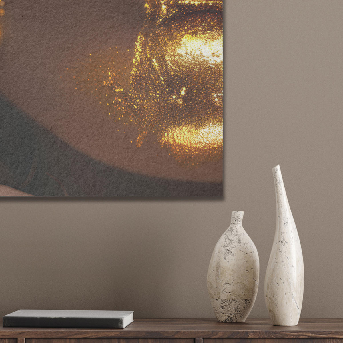 AKUSTIKBILD Frau - Gold - Luxus - Porträt Kunstdruck Schlafzimmer 50x70 cm - Goldfarben, Kunststoff (50/70/0.9cm) - MuchoWow
