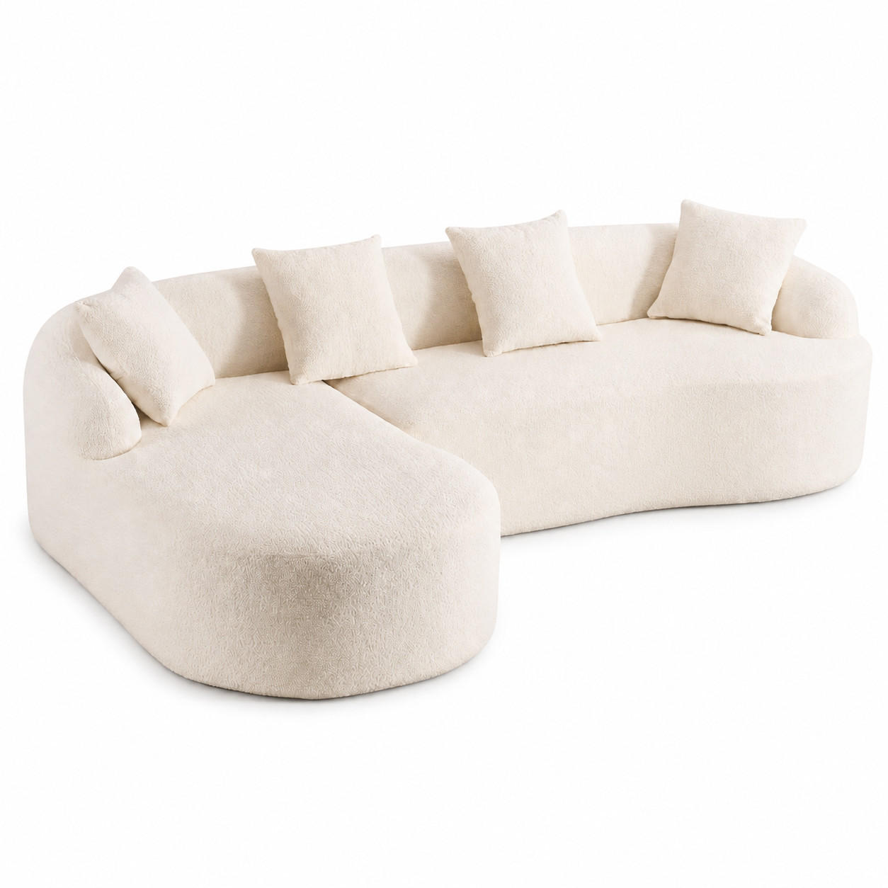 ECKSOFA Chenille Weiß Werkzeugfrei Montierbar - Weiß, Textil (243/150cm) - WISHDOR