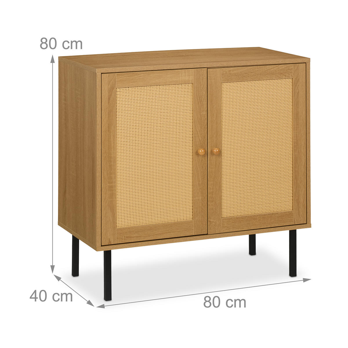 KOMMODE - Hellbraun, Holzwerkstoff/Kunststoff (80/80/40cm) - Relaxdays