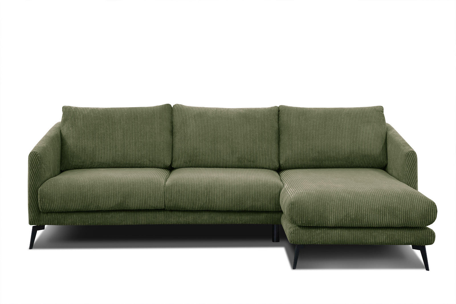 ECKSOFA VILT 4-Sitzer, olivgrün - Schwarz/Olivgrün, Holzwerkstoff/Textil (255/156cm) - Courtois Laville