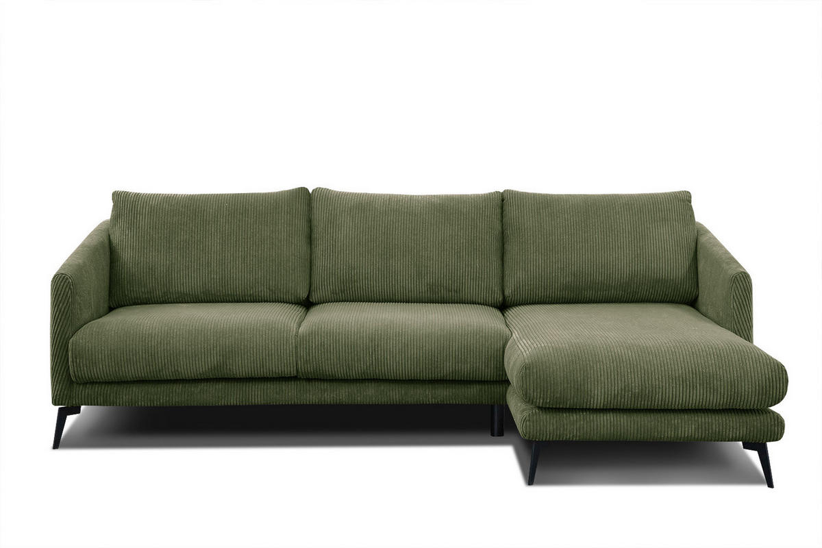 ECKSOFA VILT 4-Sitzer, olivgrün - Schwarz/Olivgrün, Holzwerkstoff/Textil (255/156cm) - Courtois Laville