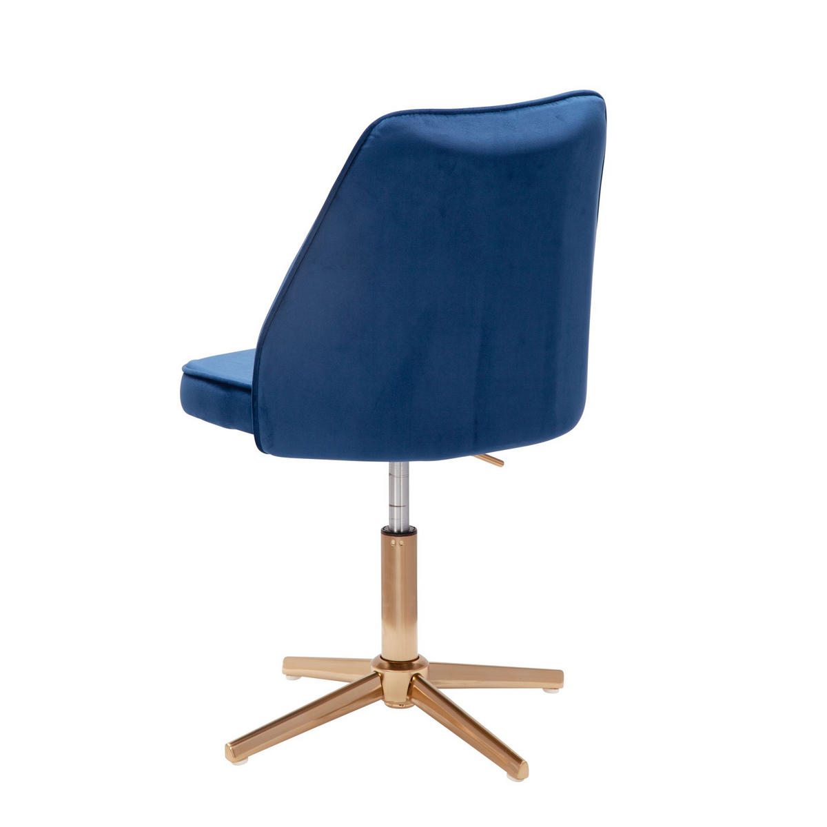 DREHSTUHL Samt mit Höhenverstellung, Eisenfuß und 360° Drehfunktion TANARO, Blau 60x60x100 cm - Blau/Goldfarben, Textil/Metall (60/100/60cm) - KADIMA DESIGN