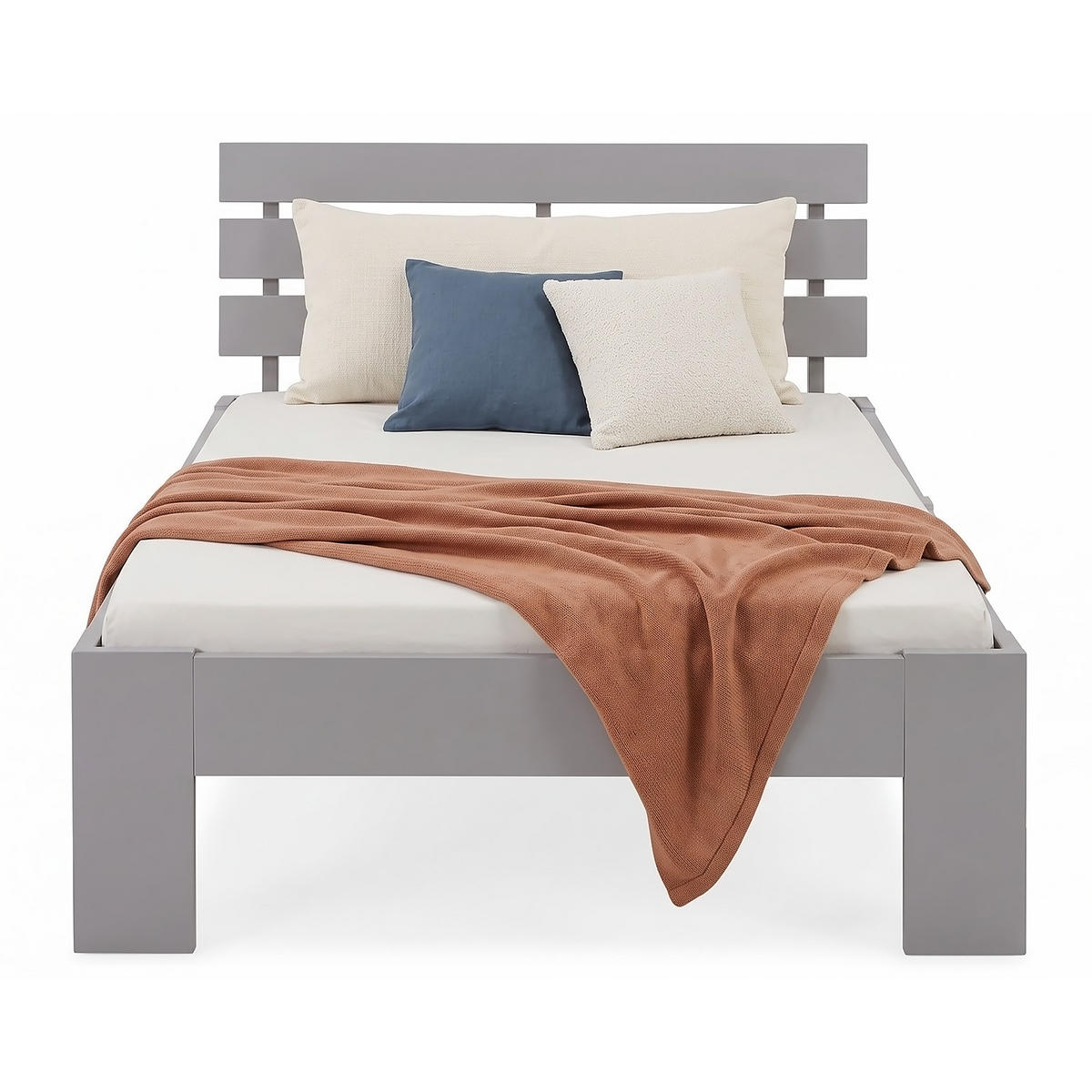 HOLZBETT 90/200 cm mit Lattenrost grau - Grau, Holz (90/200cm) - Homestyle4u