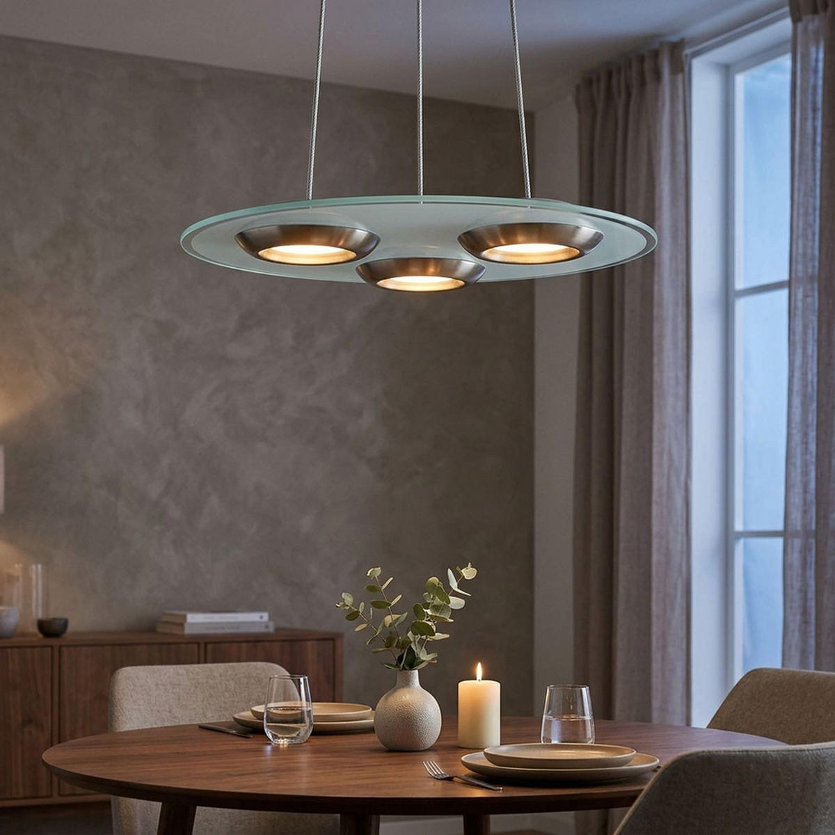 LED HÄNGELEUCHTE BOOTES Silber Glas - Silberfarben, Glas (48/48/110cm)