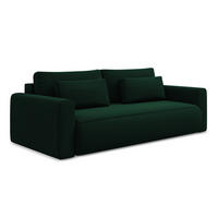 3-SITZER SOFA mit Schlaffunktion Samt Stoff Grün - Dunkelgrün/Schwarz, Kunststoff/Textil (238/82/105cm) - Makamii