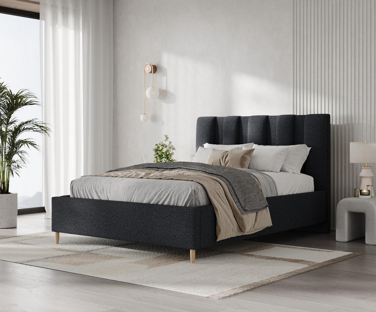 POLSTERBETT Loom 120/200 cm Anthrazit im Riva Stoff - Anthrazit/Naturfarben, Holz/Holzwerkstoff (120/200cm) - AltaBeds