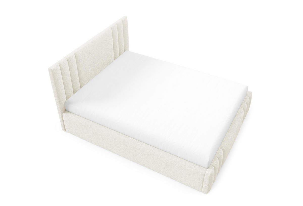POLSTERBETT RIVIO Bettkasten Lattenrost 140x200 Creme - Creme, Holz (140/200cm) - Furnistar